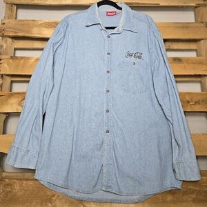 Coca Cola Men's Blue Denim Shirt Size:L